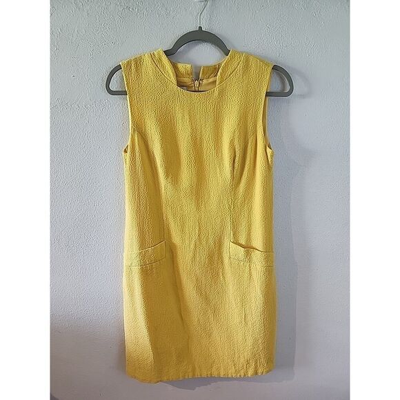 Anne Klein Womens Yellow Shift Dress 4 Small Short - Picture 1 of 5